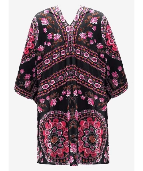 Cover-Ups Womens Fashion Print Kimono Tassel Casual Cardigan Loose Cover up - X Black - CP18TS69M0E