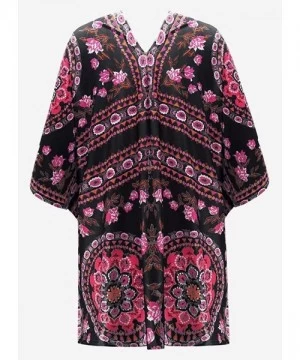 Cover-Ups Womens Fashion Print Kimono Tassel Casual Cardigan Loose Cover up - X Black - CP18TS69M0E