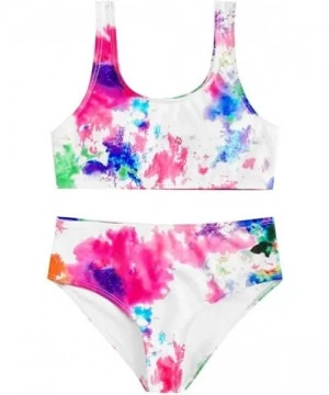 Sets High Waisted Tie-dye Swimsuits Two Piece Bikini Sets Summer Beach Padded Tops Bathing Suit Swimwear - Multi Color - CU19...