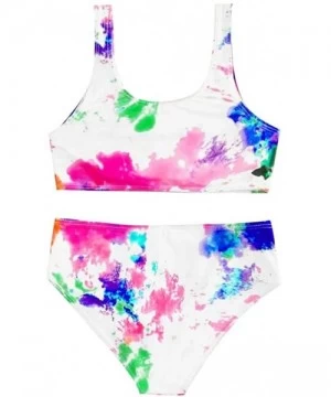 Sets High Waisted Tie-dye Swimsuits Two Piece Bikini Sets Summer Beach Padded Tops Bathing Suit Swimwear - Multi Color - CU19...