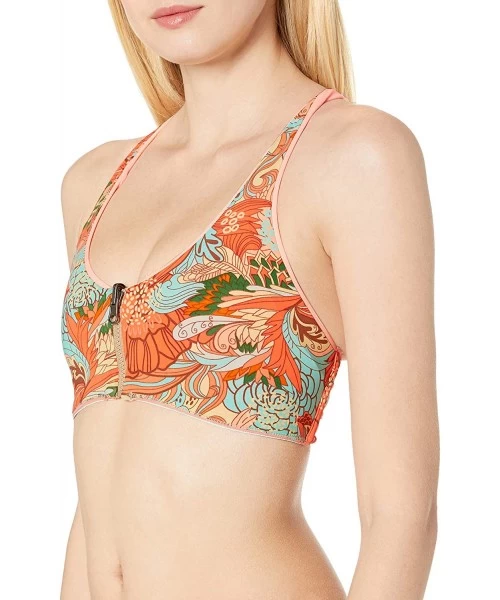 Tops Women's Sunset Bash Reversible Sporty Bikini Top - Bright Orange - CN12MZ3CBKX