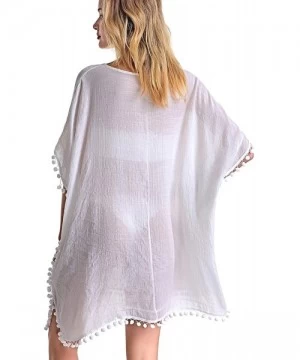 Cover-Ups Women's Swimsuit Cover ups Bathing Suit Tassel Kaftan Beach Dress for Swimwear - 03-white - C71944XWASW