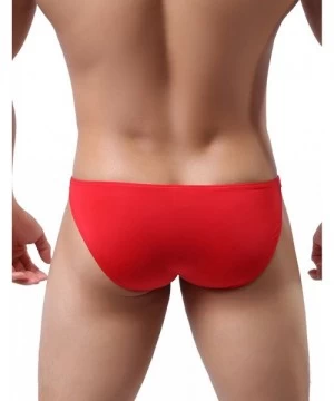 Briefs Super Soft Ice Silk Swim Briefs Men's Low-Rise Bikini Underwear 9023 - Red/ Blue/ Yellow - CW12K6PYEUR