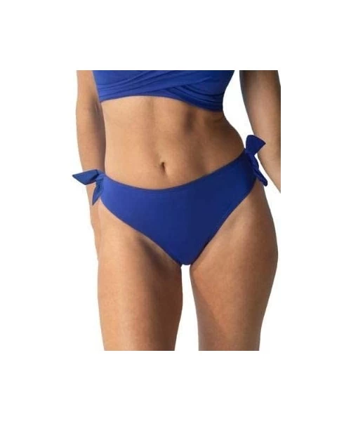 Bottoms Soleil Solid Side Tie Bikini Bottom - Cobalt - C41903H0Q7X