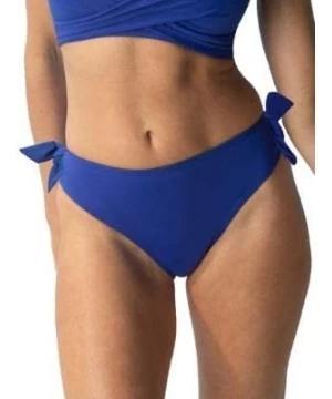 Bottoms Soleil Solid Side Tie Bikini Bottom - Cobalt - C41903H0Q7X