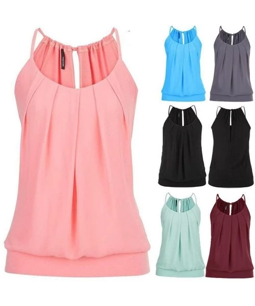 Rash Guards Sport Tank Tops for Women Breathable Camisole Back Hollowed Blouse Solid Activewear Sexy Camis Womens Tops Pink -...