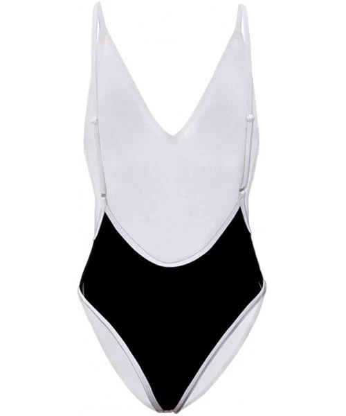 Rash Guards Women's Ladies Swimsuits Deep V One Piece Bathing Suits Bikini Beach Swimwear Bathing Suit - Multi - CI18QMRA9AY