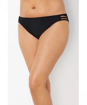 Bottoms Swimsuits for All Women's Plus Size String Bikini Brief - Black - CD18HA3EY3M