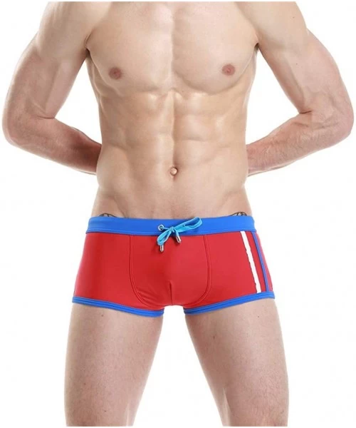 Briefs 2019 New!Men's Swimwear Traditional Cut Brand Stripe Sexy Breathable Bulge Briefs Swimming Bikini Shorts Trunks - Red ...