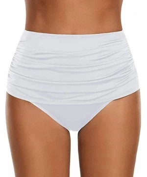 Bottoms Women's Ultra High Waisted Swim Bottom Ruched Bikini Tankini Swimsuit Briefs Swimsuits Shorts for Vocations White - C...