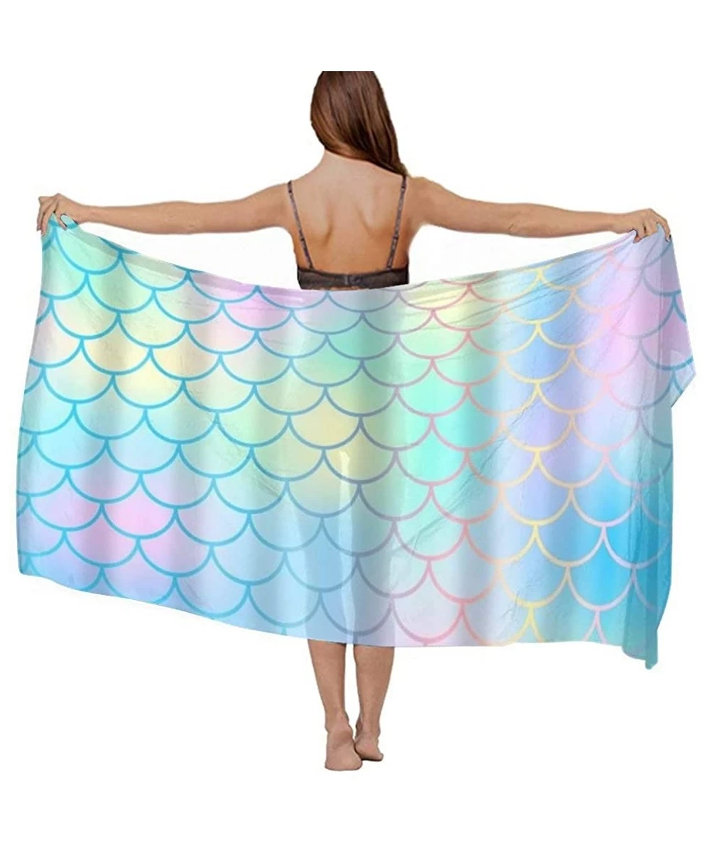 Cover-Ups Women Fahion Swimsuit Bikini Cover Up Sarong- Party Wedding Shawl Wrap - Colourful Fish Scale Magic Mermaid Tail - ...