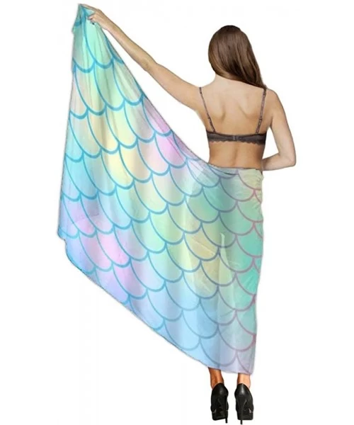 Cover-Ups Women Fahion Swimsuit Bikini Cover Up Sarong- Party Wedding Shawl Wrap - Colourful Fish Scale Magic Mermaid Tail - ...