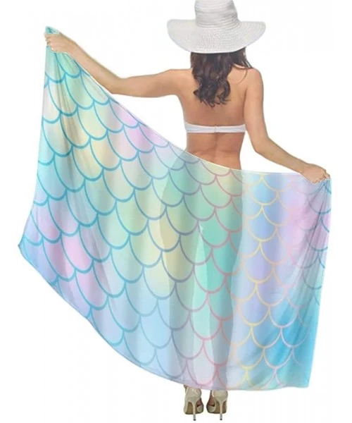 Cover-Ups Women Fahion Swimsuit Bikini Cover Up Sarong- Party Wedding Shawl Wrap - Colourful Fish Scale Magic Mermaid Tail - ...