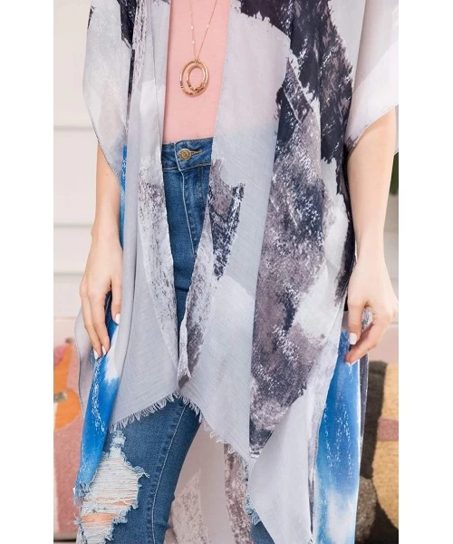 Cover-Ups Bohemian Drape Vest Kimono Long Cardigan - Knit Beachwear Bathing Swimsuit Bikini Cover Kaftan Shawl Abstract Croch...