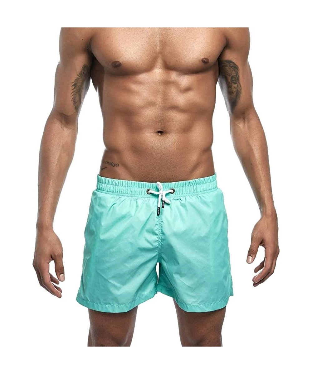 Rash Guards Men's Sportswear Trunks- Men Quick Dry Shorts Swim Trunks Sandy Beach Short Pants Surfing Shorts - Green - CY18NH...