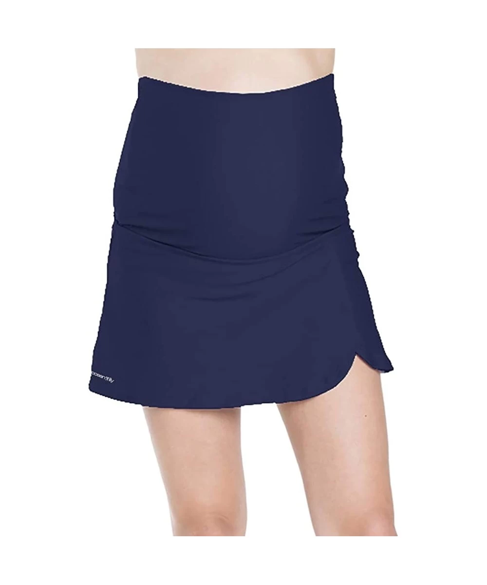 Tankinis High Waist Over The Belly Maternity Swimwear Swim Skirt-Swim Brief Attached - Navy - CO12K9IM7GJ