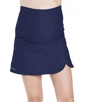 Tankinis High Waist Over The Belly Maternity Swimwear Swim Skirt-Swim Brief Attached - Navy - CO12K9IM7GJ