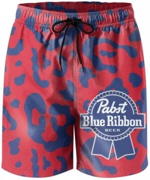 Board Shorts Men's Beach Shorts Pabst-Blue-Ribbon-Red-Beer- Summer Quick Dry Swimming Pants - White-54 - C9197AO4WQC