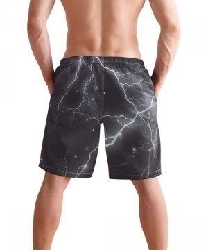 Board Shorts Mens Swim Trunks Bigfoot Riding T-Rex Tyrannosaurus Dinosaur Beach Board Shorts - Lightning - CU18L42U5QE