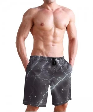 Board Shorts Mens Swim Trunks Bigfoot Riding T-Rex Tyrannosaurus Dinosaur Beach Board Shorts - Lightning - CU18L42U5QE