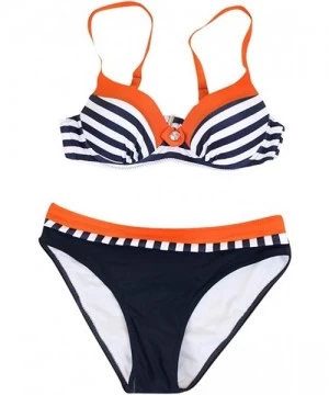 Racing New Swimsuit!! Womens Padded Push-up Bra Bikini Set Swimsuit Bathing Suit Swimwear Beachwear - Orange - CG1906U88RU