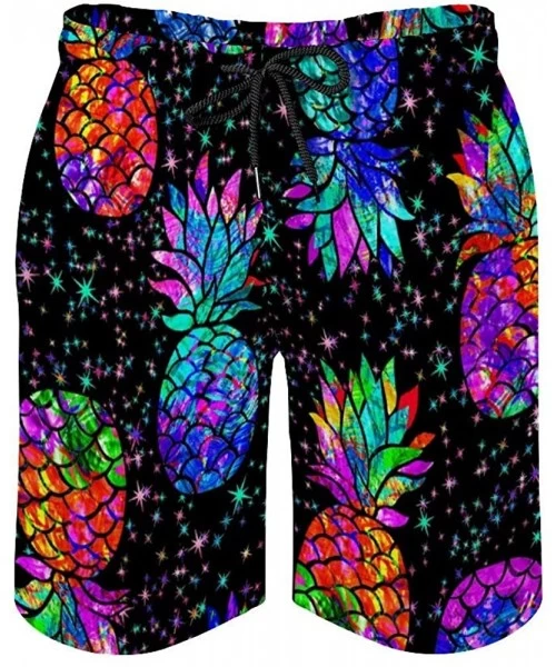 Trunks Starry Sky Shines Pineapple Color Boardshorts Men's Breathable Swim Shorts with Pockets Casual Sports - CP19E8NWKGY