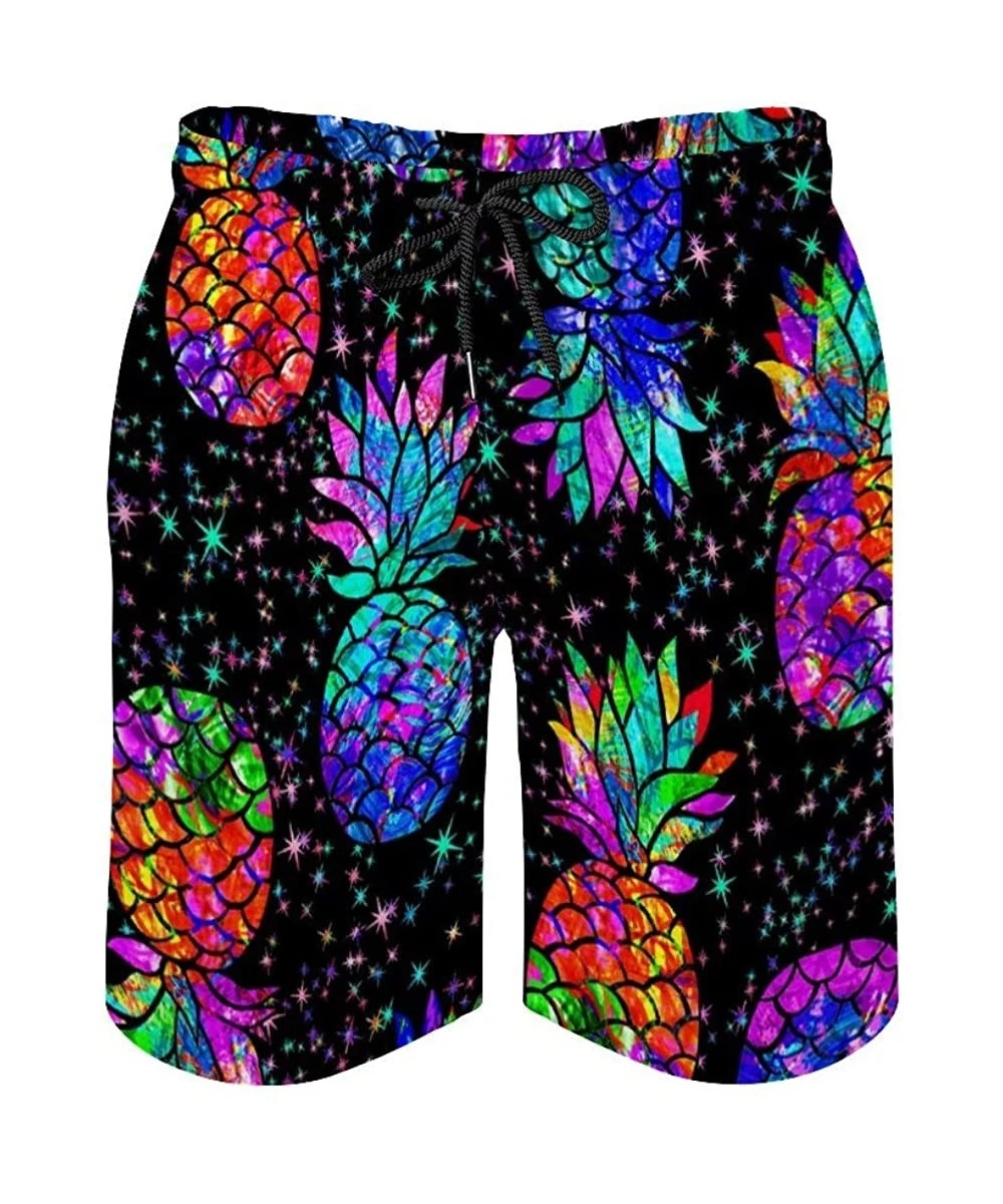 Trunks Starry Sky Shines Pineapple Color Boardshorts Men's Breathable Swim Shorts with Pockets Casual Sports - CP19E8NWKGY