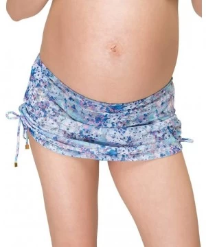 Tankinis Maternity Swim Skirt with Shorts - Navy - Rainbow Roses Mesh W/Navy Brief and Drawstrings - CG18SXEXU7E