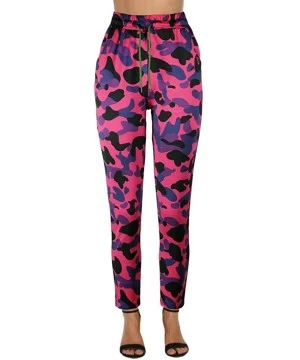 Cover-Ups Women Summer Modal Camouflage Sports Fitness Yoga Leisure Cargo Pants - B-hot Pink - CI18S9CX55D