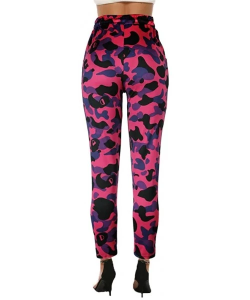 Cover-Ups Women Summer Modal Camouflage Sports Fitness Yoga Leisure Cargo Pants - B-hot Pink - CI18S9CX55D