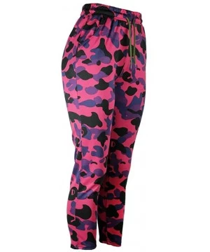 Cover-Ups Women Summer Modal Camouflage Sports Fitness Yoga Leisure Cargo Pants - B-hot Pink - CI18S9CX55D