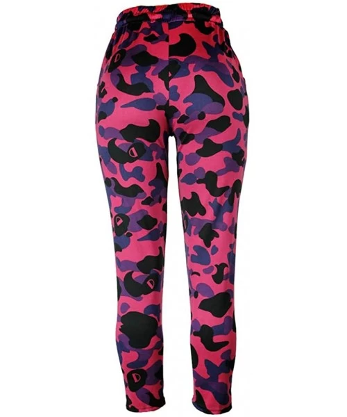 Cover-Ups Women Summer Modal Camouflage Sports Fitness Yoga Leisure Cargo Pants - B-hot Pink - CI18S9CX55D