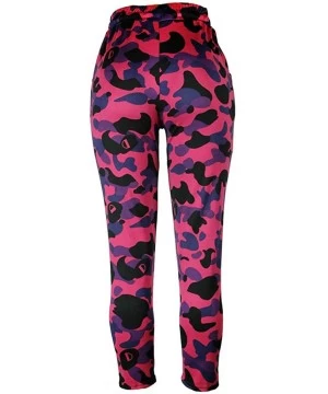 Cover-Ups Women Summer Modal Camouflage Sports Fitness Yoga Leisure Cargo Pants - B-hot Pink - CI18S9CX55D