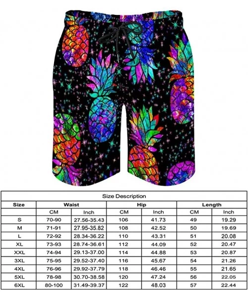 Trunks Starry Sky Shines Pineapple Color Boardshorts Men's Breathable Swim Shorts with Pockets Casual Sports - CP19E8NWKGY