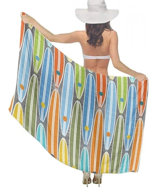 Cover-Ups Women Girl Fashion Chiffon Scarf Bikini Cover Up Summer Beach Sarong Wrap - Rainbow Surfboards - C219C47S3RT