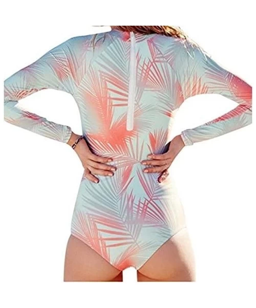 Rash Guards Women Printed Long Sleeve UV Protection Rash Guard Swimwear 1980 XXL - CQ17YWDAH4G