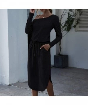 Cover-Ups Summer Casual Dresses for Women Irregular Short Sleeve Knee Length Dress Plain Tunic Dress Evening Party Dress - E-...