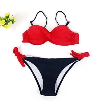 Tankinis Swimsuits for Womens- Womens Padded Push-up Bra Bikini Set Swimsuit Bathing Suit Swimwear Beachwear - Red - CZ18MH5NR0C