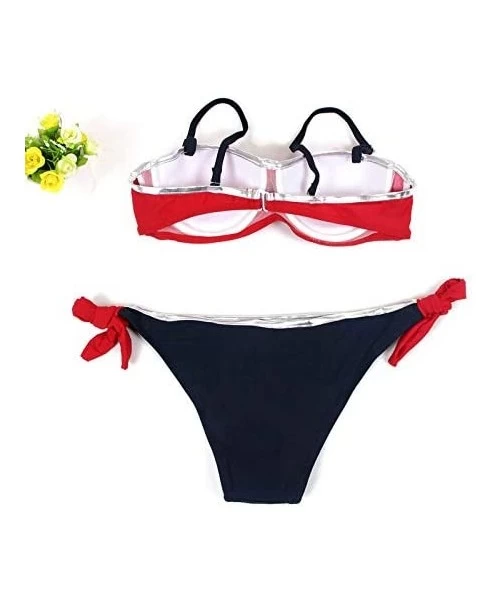 Tankinis Swimsuits for Womens- Womens Padded Push-up Bra Bikini Set Swimsuit Bathing Suit Swimwear Beachwear - Red - CZ18MH5NR0C