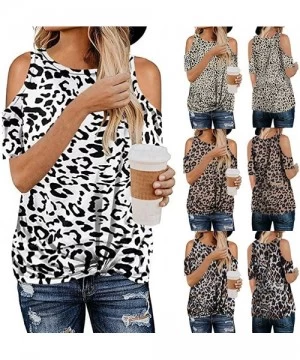 Rash Guards Leopard Print Tops for Women Camouflage Print Short Sleeve Shirt Slim Fit Tops Ladies Blouse - Zk-khaki - CP1973E...