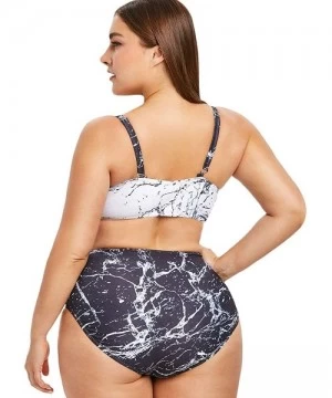 Tankinis Plus Size Tankini Swimsuits for Women with Tummy Control High Waisted Shorts Marble Print One Piece - CR18SKAQ3UX