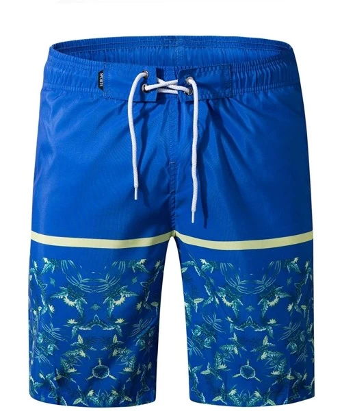 Board Shorts Men's Bathing Suits Beachwear Swim Trunks Quick Dry Striped With Side Pockets Mesh Lining - 1807blue - CV18QQEQY7N