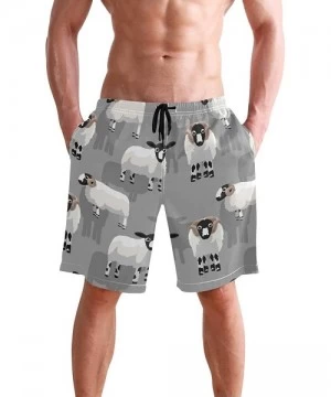 Board Shorts Mens Swim Trunks Tropical Fruit Pineapple Beach Board Shorts - Sheep - CH18NX9XRE5