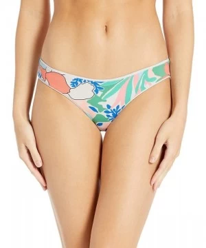 Tankinis Women's Sublime Reversible Cheeky Cut Bikini Bottom Swimsuit - White Pique/Green Floral - C218NAK6N4S