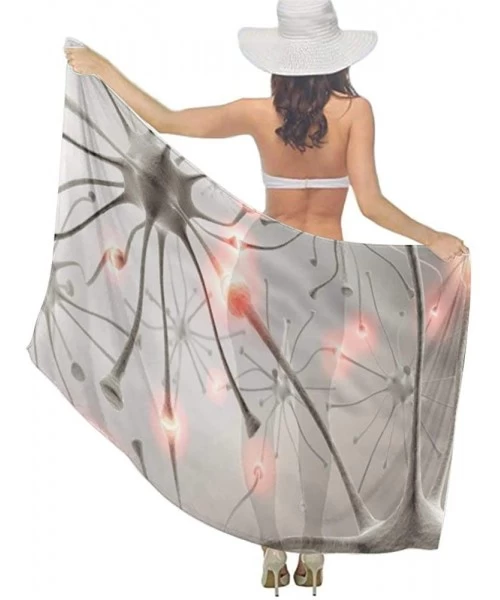 Cover-Ups Women Chiffon Scarf Sunscreen Shawl Wrap Swimsuit Cover Up Beach Sarongs - Neuron Poster - CT19C4QSWC5