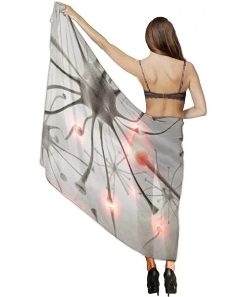 Cover-Ups Women Chiffon Scarf Sunscreen Shawl Wrap Swimsuit Cover Up Beach Sarongs - Neuron Poster - CT19C4QSWC5