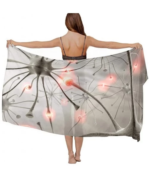 Cover-Ups Women Chiffon Scarf Sunscreen Shawl Wrap Swimsuit Cover Up Beach Sarongs - Neuron Poster - CT19C4QSWC5