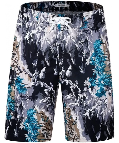 Board Shorts Men's Quick Dry Swim Trunks Long Palm Beach Board Shorts Bathing Suit - Ink Printing - CO18EYH23ZT