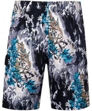 Board Shorts Men's Quick Dry Swim Trunks Long Palm Beach Board Shorts Bathing Suit - Ink Printing - CO18EYH23ZT