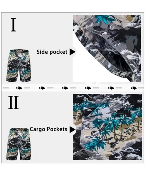 Board Shorts Men's Quick Dry Swim Trunks Long Palm Beach Board Shorts Bathing Suit - Ink Printing - CO18EYH23ZT